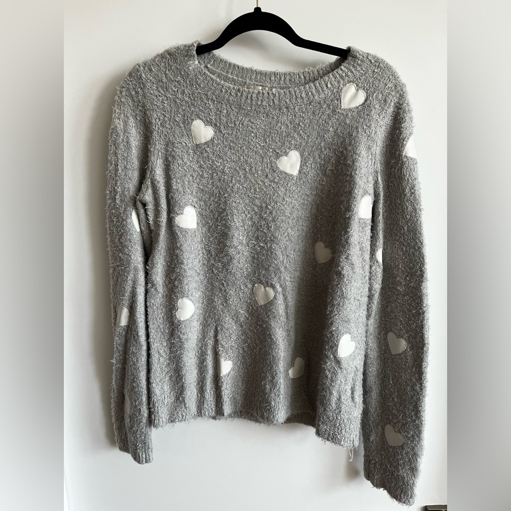 Grey Heart Print Sweater